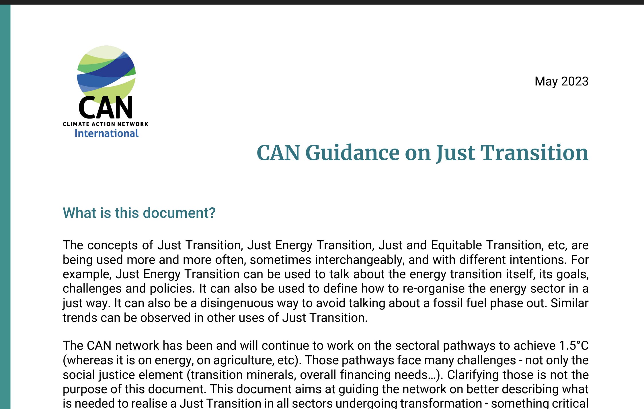 CAN Guidance on Just Transition [2023]